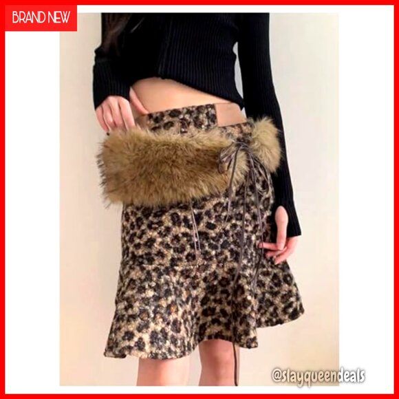 Faux Fur Wide Belt Fuzzy Tie Side Grunge Accessory One Size main image 4